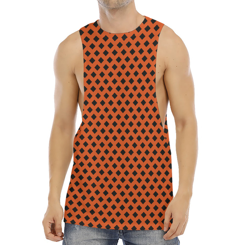 Orange Halloween Pattern Print Men's Muscle Tank Top