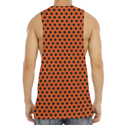 Orange Halloween Pattern Print Men's Muscle Tank Top