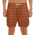 Orange Halloween Pattern Print Men's Split Running Shorts