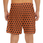 Orange Halloween Pattern Print Men's Split Running Shorts