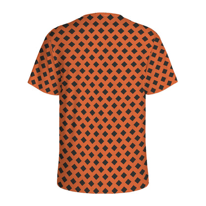 Orange Halloween Pattern Print Men's Sports T-Shirt