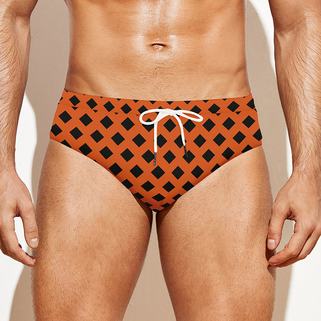 Orange Halloween Pattern Print Men's Swim Briefs