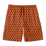 Orange Halloween Pattern Print Men's Swim Trunks