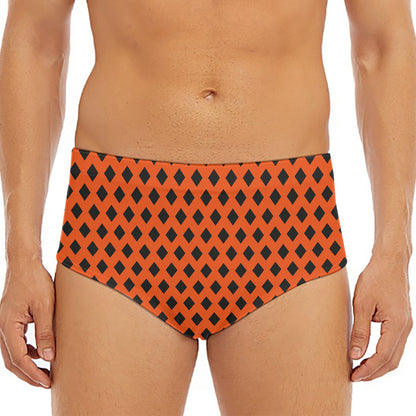 Orange Halloween Pattern Print Men's Triangle Swim Briefs