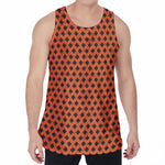 Orange Halloween Pattern Print Men's Velvet Tank Top