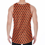 Orange Halloween Pattern Print Men's Velvet Tank Top