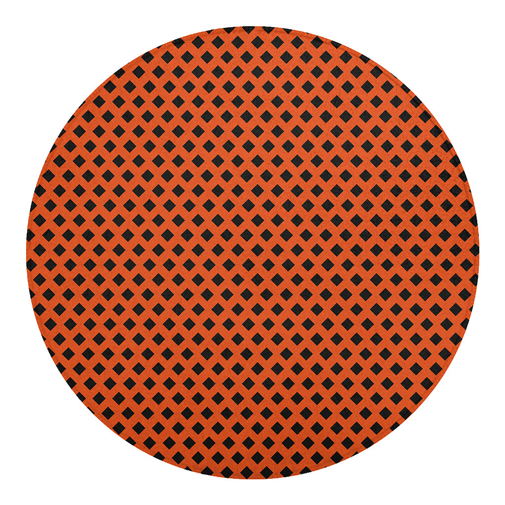 Orange Halloween Pattern Print Round Blanket