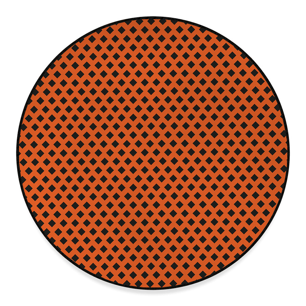 Orange Halloween Pattern Print Round Floor Mat