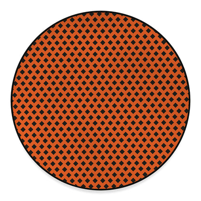 Orange Halloween Pattern Print Round Floor Mat