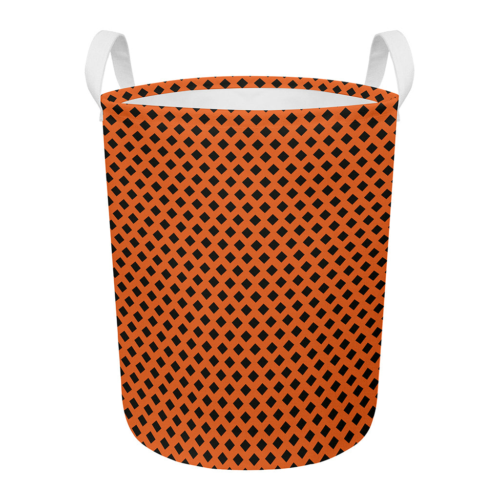 Orange Halloween Pattern Print Round Laundry Basket