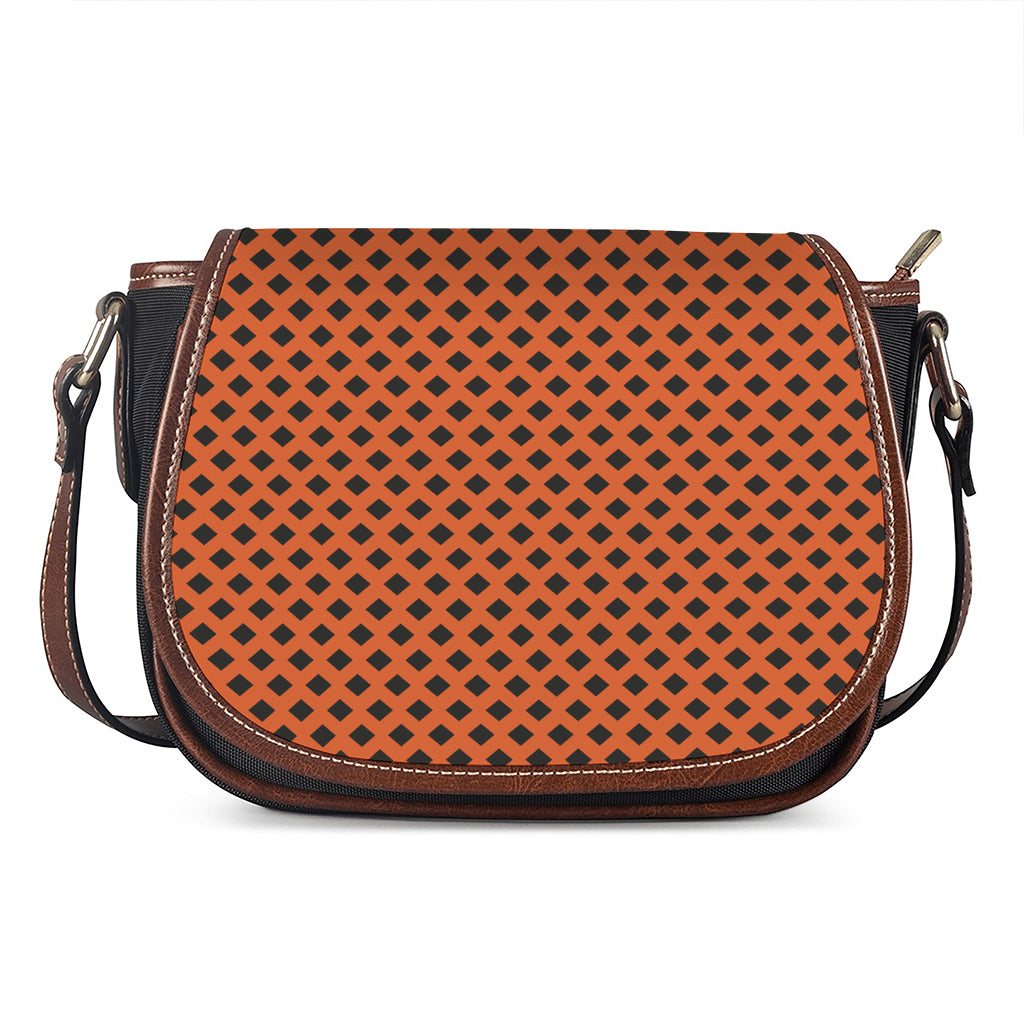 Orange Halloween Pattern Print Saddle Bag