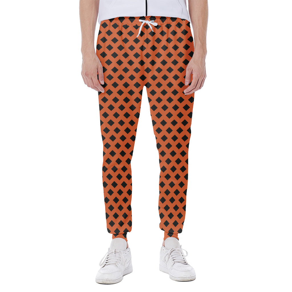 Orange Halloween Pattern Print Scuba Joggers