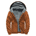 Orange Halloween Pattern Print Sherpa Lined Zip Up Hoodie
