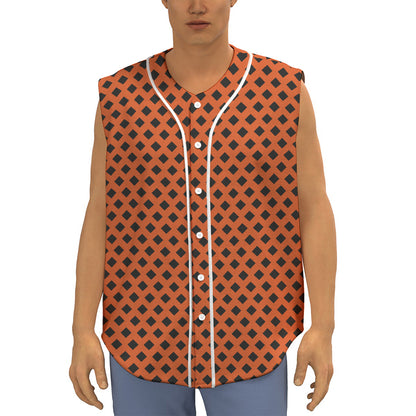 Orange Halloween Pattern Print Sleeveless Baseball Jersey
