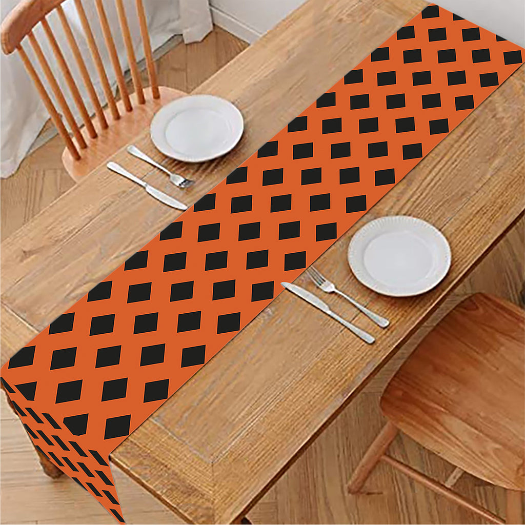 Orange Halloween Pattern Print Table Runner
