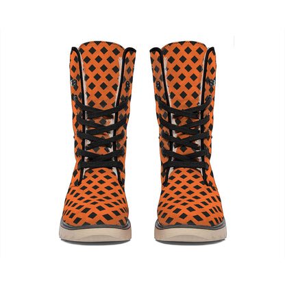 Orange Halloween Pattern Print Winter Boots