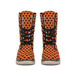 Orange Halloween Pattern Print Winter Boots