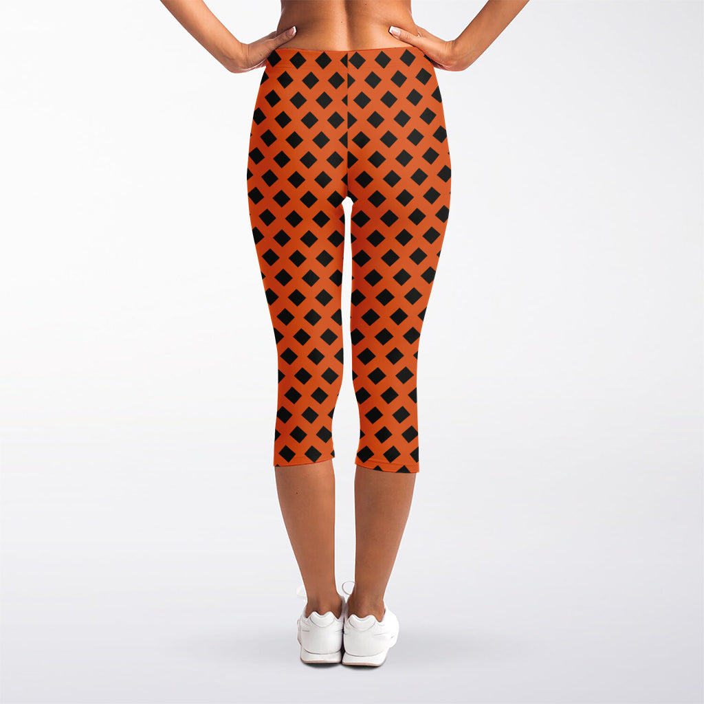 Orange Halloween Pattern Print Women's Capri Leggings