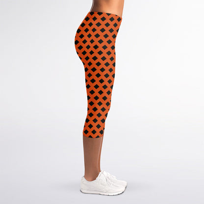 Orange Halloween Pattern Print Women's Capri Leggings