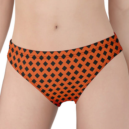 Orange Halloween Pattern Print Women's Panties