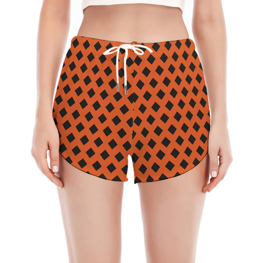 Orange Halloween Pattern Print Women's Split Running Shorts