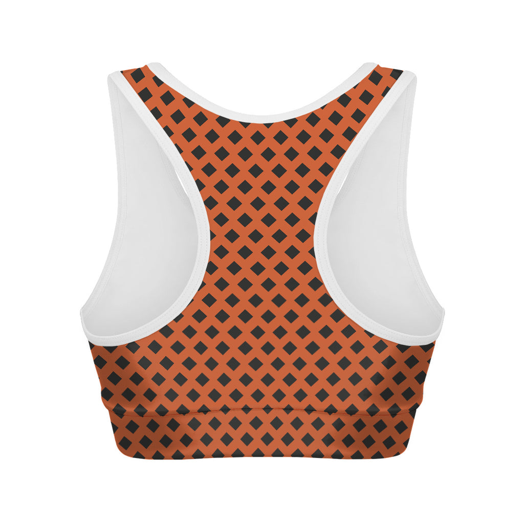 Orange Halloween Pattern Print Women's Sports Bra