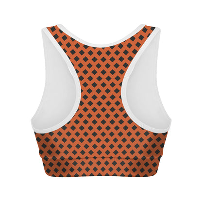 Orange Halloween Pattern Print Women's Sports Bra