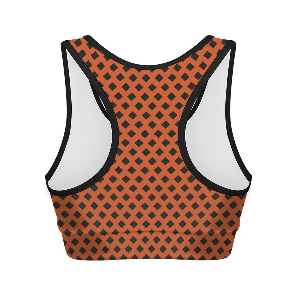 Orange Halloween Pattern Print Women's Sports Bra