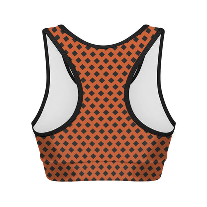 Orange Halloween Pattern Print Women's Sports Bra