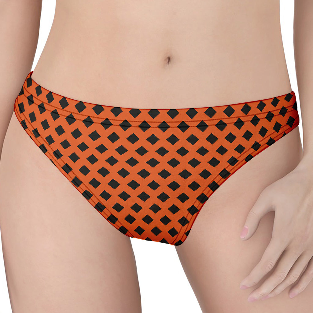 Orange Halloween Pattern Print Women's Thong