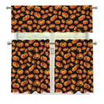 Orange Halloween Pumpkin Pattern Print 3 Piece Kitchen Curtains