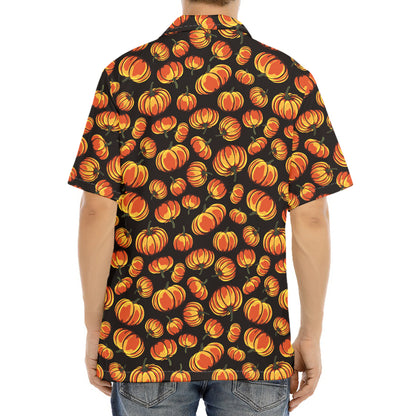 Orange Halloween Pumpkin Pattern Print Aloha Shirt