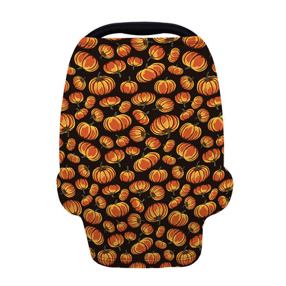 Orange Halloween Pumpkin Pattern Print Baby Seat Cover