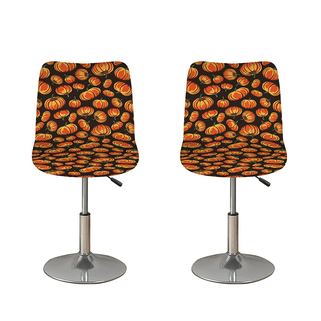 Orange Halloween Pumpkin Pattern Print Bar Stool Covers