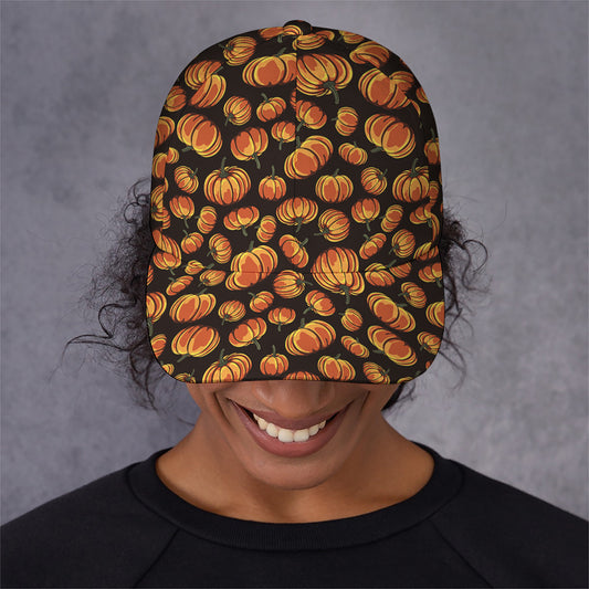 Orange Halloween Pumpkin Pattern Print Baseball Cap