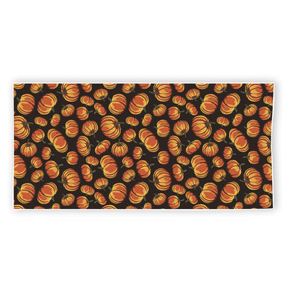 Orange Halloween Pumpkin Pattern Print Beach Towel
