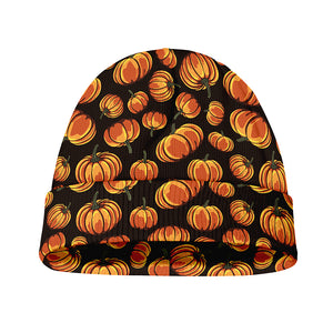 Orange Halloween Pumpkin Pattern Print Beanie