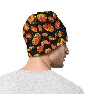 Orange Halloween Pumpkin Pattern Print Beanie