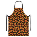 Orange Halloween Pumpkin Pattern Print Bib Apron With Pocket