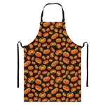 Orange Halloween Pumpkin Pattern Print Bib Apron With Pocket