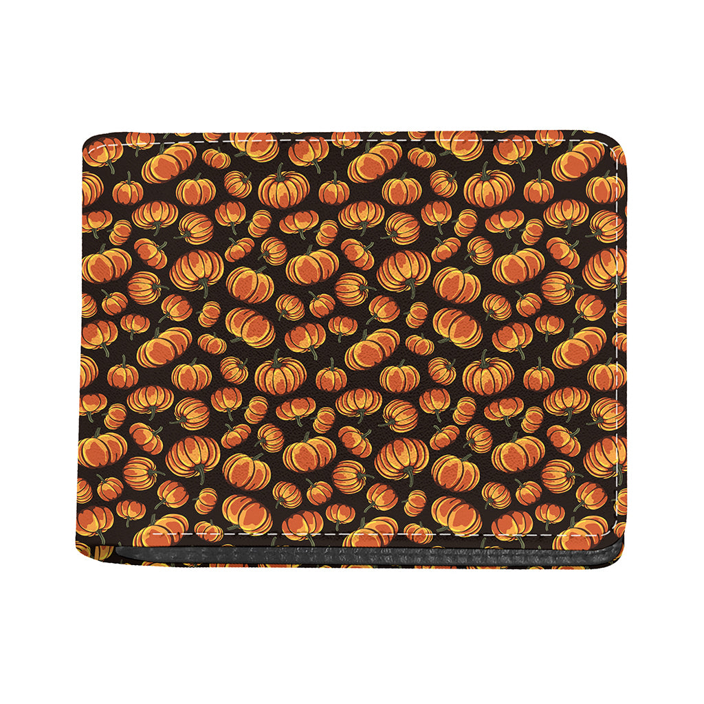 Orange Halloween Pumpkin Pattern Print Bifold Wallet