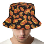 Orange Halloween Pumpkin Pattern Print Bucket Hat