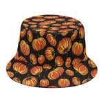 Orange Halloween Pumpkin Pattern Print Bucket Hat