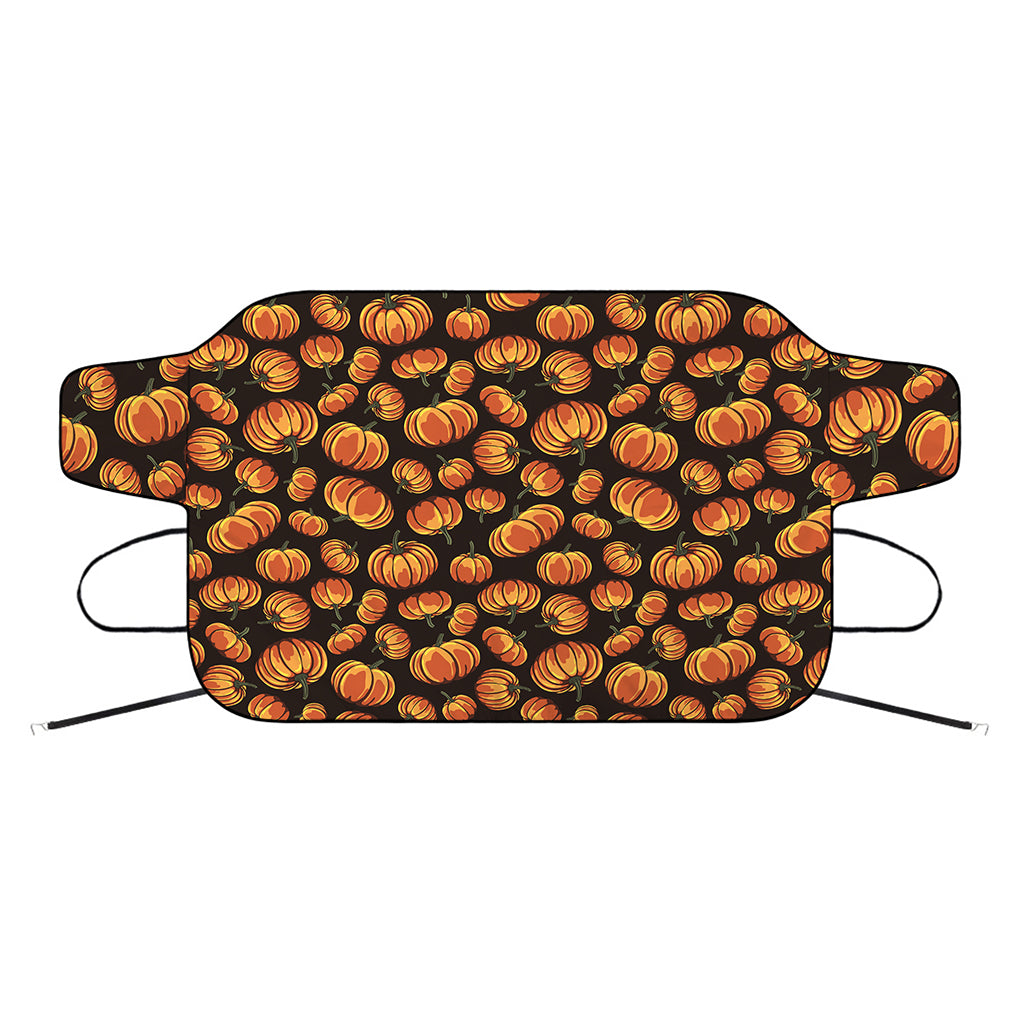 Orange Halloween Pumpkin Pattern Print Car Windshield Snow Cover