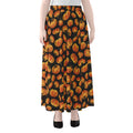 Orange Halloween Pumpkin Pattern Print Chiffon Maxi Skirt
