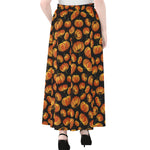 Orange Halloween Pumpkin Pattern Print Chiffon Maxi Skirt