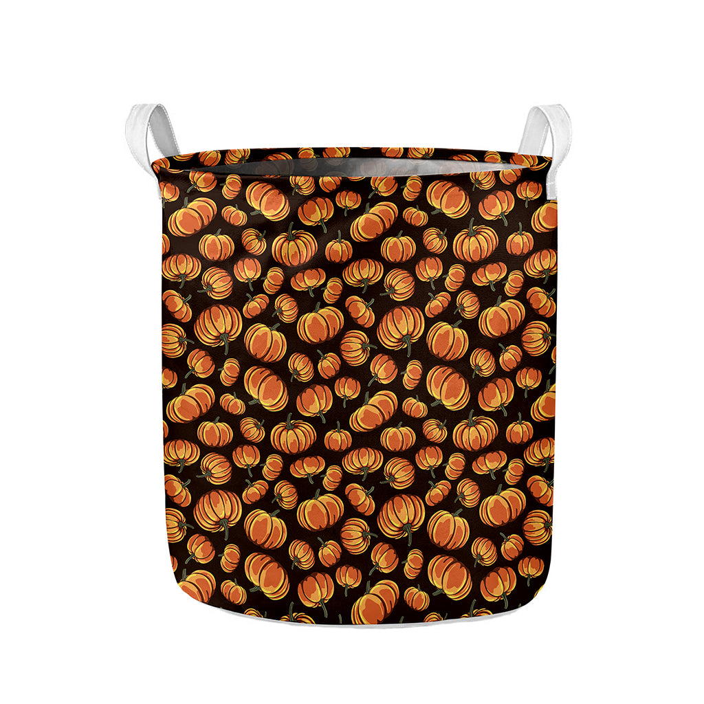 Orange Halloween Pumpkin Pattern Print Collapsible Laundry Basket
