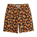 Orange Halloween Pumpkin Pattern Print Cotton Shorts