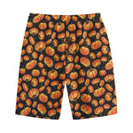 Orange Halloween Pumpkin Pattern Print Cotton Shorts
