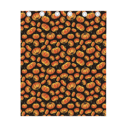 Orange Halloween Pumpkin Pattern Print Curtain